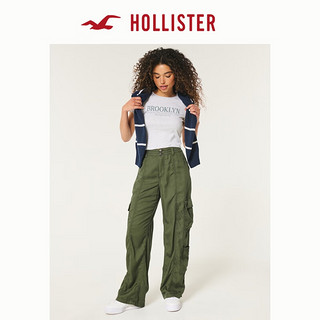 HOLLISTER24秋辣妹休闲舒适高腰宽松工装裤长裤女 KI356-4136 橄榄绿 XS (160/64A)标准版