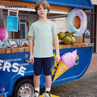 匡威(Converse)匡威儿童套装T恤短袖短裤速干套装2024夏季中大童男女童运动套装 芦荟绿 110/52