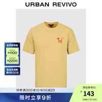 UR2024秋季男装休闲趣味卡通刺绣圆领短袖T恤UML440139 姜黄 S