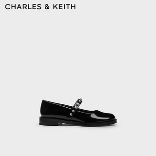 CHARLES&KEITH24秋季亮钻平底玛丽珍法式平底小皮鞋单鞋女CK1-70900526 Black Box黑色 39