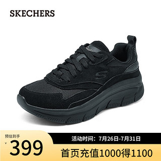 斯凯奇（Skechers）2024年女士舒适百搭休闲鞋轻盈透气厚底158590 全黑色/BBK 40