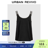 UR2024夏季新款女装时尚设计感钻饰U型领吊带衫UWG240144 正黑