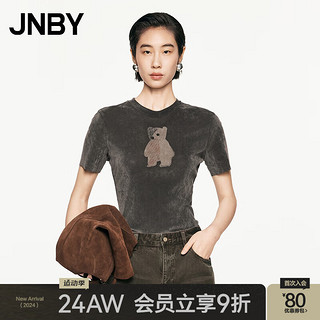 江南布衣（JNBY）24秋T恤修身圆领短袖5O8113530 201/暗咖 L