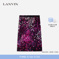 浪凡（LANVIN）2024早秋女士撞色气质半身裙 紫红色/墨色 XS