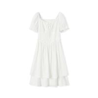 森马 Semir【法式方领短裙】设计感绑带木耳边裙子女夏复古宫廷风连衣裙女