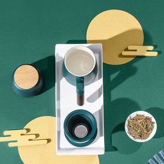 阿狸的爱中国风商务高端毕业马克杯茶杯套装送老师员工 茶杯吹风机套装高档随手礼-绿色 男士退休纪念品品实用