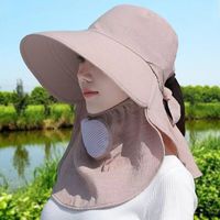 飞鹰城堡防晒帽子女夏季面罩遮脸太阳帽大檐百搭凉帽紫外线采茶帽骑车遮阳 飘带卡其-可拆卸