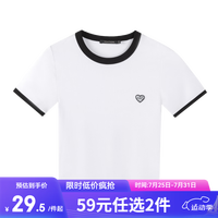 网易严选多巴胺糖果色系时尚撞边T恤少女感显瘦短袖女时髦ins复古撞色 月光白 M(165/84A)