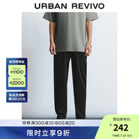 UR2024秋季男装街头休闲松紧抽绳锥形牛仔长裤UMY840005 黑色 32