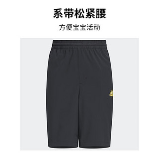 adidas简约宽松运动短裤男大童儿童阿迪达斯轻运动IA9290 黑色/日光黄 176CM