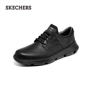 斯凯奇（Skechers）男鞋一脚蹬休闲鞋夏季黑色柔软舒适轻质缓震皮鞋商务鞋204702