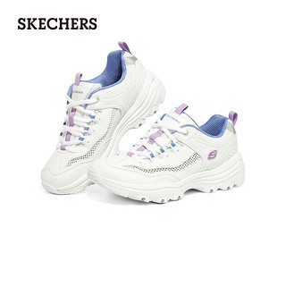 斯凯奇（Skechers）经典熊猫鞋女网面透气休闲运动鞋鞋8730065 白色/薰衣草色/蓝色/WLVB 35.5