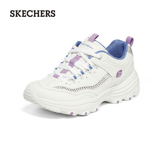 斯凯奇（Skechers）经典熊猫鞋女网面透气休闲运动鞋鞋8730065 白色/薰衣草色/蓝色/WLVB 36