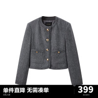 太平鸟 2024年春季圆领外套A1BBE1357 灰色 XL
