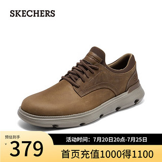 斯凯奇（Skechers）男鞋一脚蹬休闲鞋夏季黑色柔软舒适轻质缓震皮鞋商务鞋204702 沙漠色/DSRT 45.5