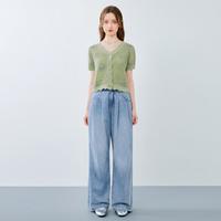 【轻柔舒适】蝴蝶针织衫开衫韩系少女24夏短袖T恤短款上衣洋气
