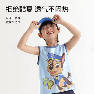 汪汪队立大功（PAW PATROL）儿童背心男童A类卡通打底衫夏季舒适柔棉宝宝无袖T恤PA1758 130 PA1758白色+黄边拼色（1件装） 130适合身高120-130cm