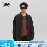 李 Lee商场同款24春夏新品舒适版笔触图案设计黑灰色男长袖牛仔衬衫潮 黑灰色