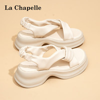 La Chapelle拉夏贝尔凉鞋女鞋夏季外穿厚底鞋百搭简约沙滩鞋子女 米色-宽带款 36 