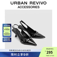 URBAN REVIVO2024秋季新款女摩登魅力尖头高跟空鞋UAWS40175 黑色 35