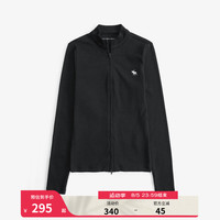 ABERCROMBIE & FITCH女装 24秋季简约通勤修身立领拉链开襟运动上衣KI139-4664 黑色 L 165/104A