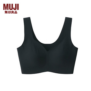 无印良品（MUJI） 女式 整体无缝头 背心式文胸 内衣 FCH55A4S 黑色 S