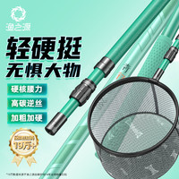渔之源(Yuzhiyuan) 抄网杆碳素抄网超伸缩杆抄鱼网头一体网头硬轻操网钓鱼套装 2.4m 40cm 【逆丝高碳】+铝合金网头