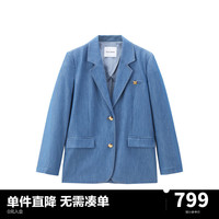太平鸟太平鸟女装2024年秋季百搭仿牛仔西装A1BAE3229 蓝色 S