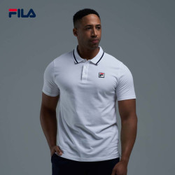 fila斐乐夏男针织翻领polo衫短袖棉基础款t恤上衣欧版亮白色m