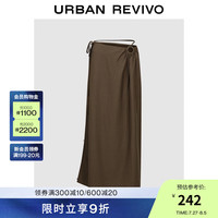 UR2024秋季女装摩登气质垂感显瘦镂空直筒半裙UWH540043 深红棕 XXS