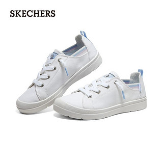 SKECHERS 斯凯奇 夏季透气女士一脚蹬轻软帆布鞋高回弹休闲鞋板鞋