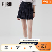 Teenie Weenie小熊2024年早秋新款高腰百褶短裙学院风半身裙时髦女