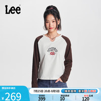Lee24早秋舒适版撞色插肩袖米白色女长袖T恤休闲LWT0089203RX 米白色 S