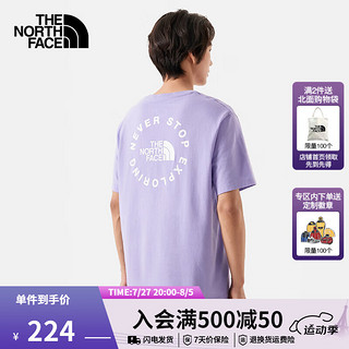 北面（The North Face）半袖T恤男短袖休闲舒适吸湿半袖透气简约耐穿24春夏|88GC PJO/帝王紫 XL/180