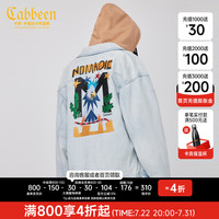 卡宾男装美式牛仔夹克春新款老鹰字母刺绣外套宽松潮流W 浅蓝灰07