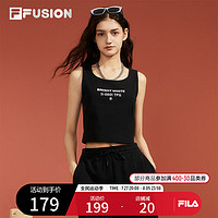 FILA FUSION斐乐潮牌女装针织背心2024夏季时尚紧身简约上衣女 正黑色-BK 160/80A/S