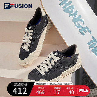 FILA FUSION斐乐潮牌POP II女鞋场下帆布鞋夏轻便休闲运动鞋 黑/米色-BA 38.5