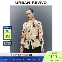 UR2024夏季新款女复古慵懒度假风满印设计感开襟衬衫UWG240086 米黄印花