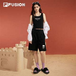 FILA FUSION斐乐潮牌女装针织背心2024夏季时尚紧身简约上衣女 正黑色-BK 180/96A/XXL