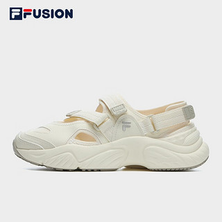 FILA FUSION斐乐玛丽珍凉鞋女鞋夏凉拖魔术贴海螺沙滩鞋子 古白色/燕麦色-AO 40