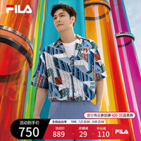 FILA 斐乐官方张艺兴同款X蓬皮杜男短袖衬衫2024秋新时尚休闲宽松上衣 满印一-ZA 1