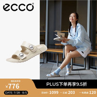爱步（ECCO）拖鞋女 时尚魔术贴凉拖休闲凉鞋 科摩系列206883 石灰色3