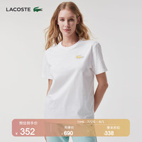 法国拉科斯特 LACOSTE女装休闲时尚舒适通勤圆领宽松短袖T恤女|TF5768 70V/白色 34/XS/155