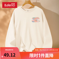 班尼路杏色打底衣女内搭2024秋季复古别致上衣宽松纯棉女装潮 杏-彩块太阳K S