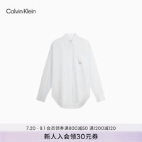 Calvin Klein Jeans24秋季新款女士ck纯棉通勤布标宽松职场白色衬衫J224436 YAF-月光白 XS