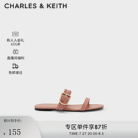 CHARLES&KEITHCK1-70280019女士织绊带平底凉鞋 粉红色Pink 38