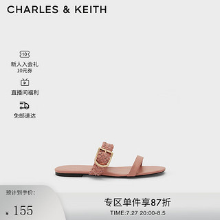 CHARLES&KEITHCK1-70280019女士织绊带平底凉鞋 粉红色Pink 35