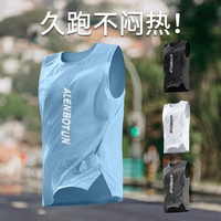 艾伦伯顿跑步背心男速干运动无袖t恤篮球透气衣服马拉松训练 天兰【冰丝 透气 宽肩】 2XL （160-180斤）