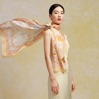 万事利2024春夏100%桑蚕丝真丝丝巾披肩百搭沙滩巾水星物语 沙滩巾-水星物语黄色