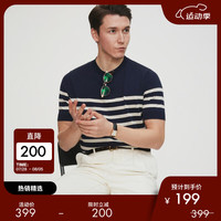 FULL MONTY海魂衫t恤男士针织圆领短袖T恤条纹休闲商务桑蚕丝男装上衣夏季